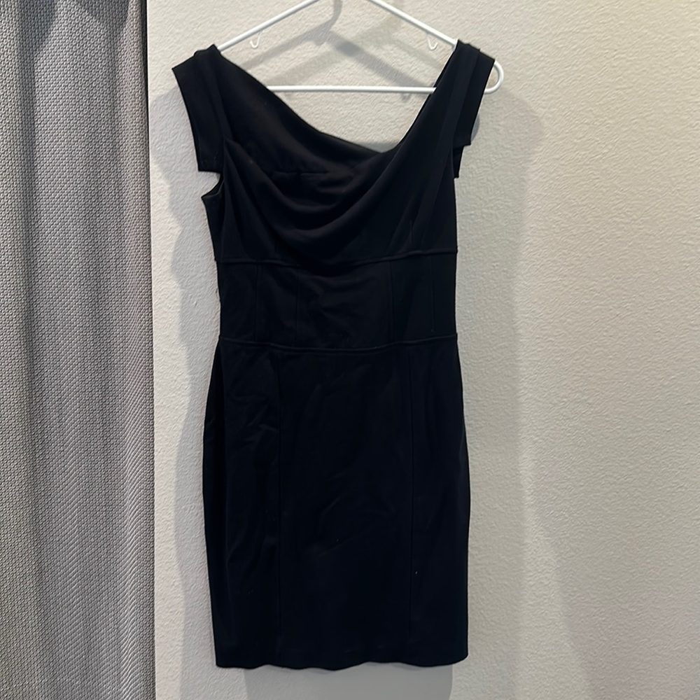 Black asymmetrical sleeveless dress